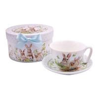 KAFFEETASSE MIT UNTERTASSE  - Braun/Grün, Basics, Keramik (14,7/7cm)