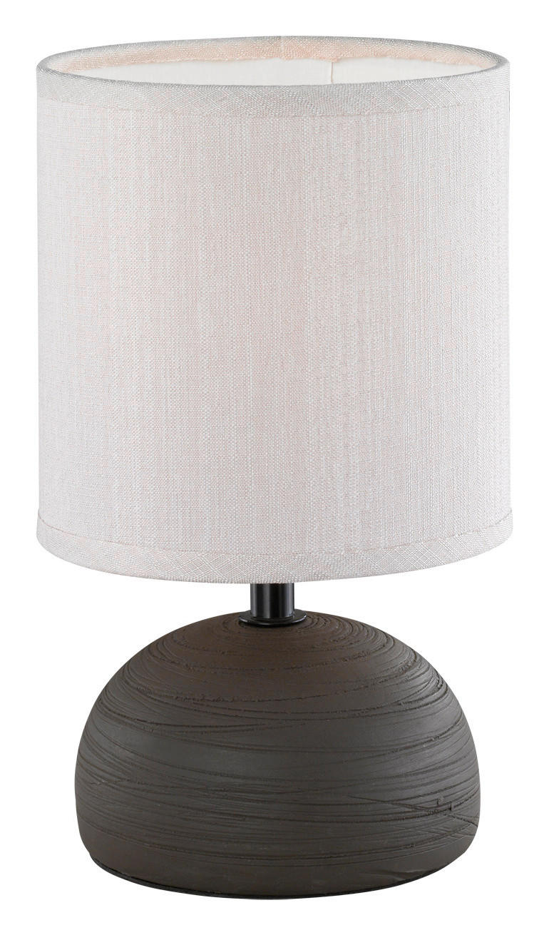 STOLNÁ LAMPA, E14, 23/14 cm  - hnedá/čierna, Basics, kov/textil (23/14cm)
