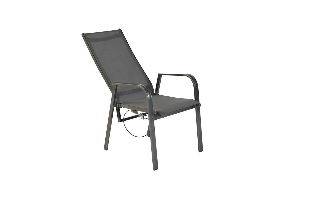 GARTENTISCHGRUPPE beschichtet Aluminium  - Graphitfarben/Grau, KONVENTIONELL, Glas/Textil - Gardenson