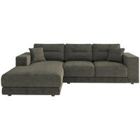 ECKSOFA in Flachgewebe Braun  - Edelstahlfarben/Braun, Design, Kunststoff/Textil (195/272cm) - Livetastic