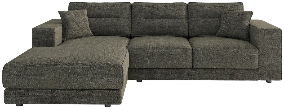 ECKSOFA in Flachgewebe Braun  - Edelstahlfarben/Braun, Design, Kunststoff/Textil (195/272cm) - Livetastic