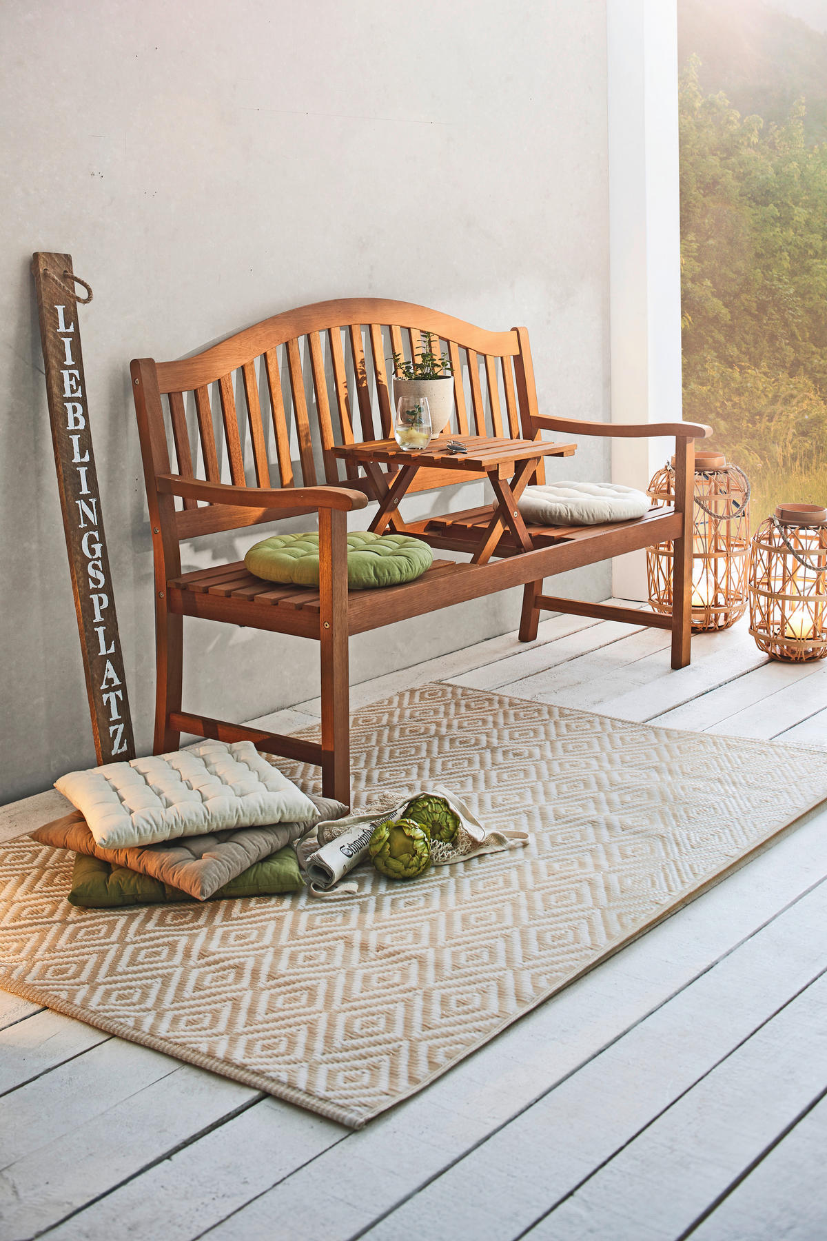 VRTNA KLOP akacija   - barva tikovine, Romantika, les (150/102/64cm) - Ambia Garden