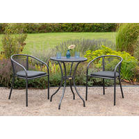 BALKONSET  - Graphitfarben/Grau, MODERN, Kunststoff/Metall - Gardenson