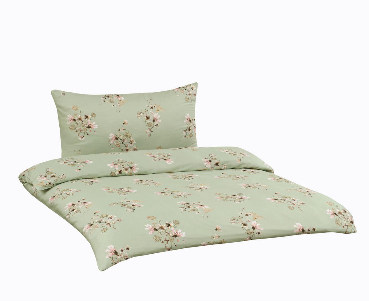 BETTWÄSCHESET Satin 160/210 cm  50 cm/70 cm  - Mintgrün, Basics, Textil (160/210cm) - Ambiente