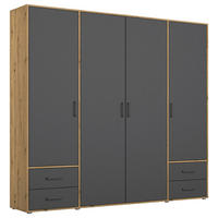 DREHTÜRENSCHRANK in Grau, Eiche Artisan  - Eiche Artisan/Grau, Modern, Holzwerkstoff/Kunststoff (187/194/53cm) - Rauch Möbel