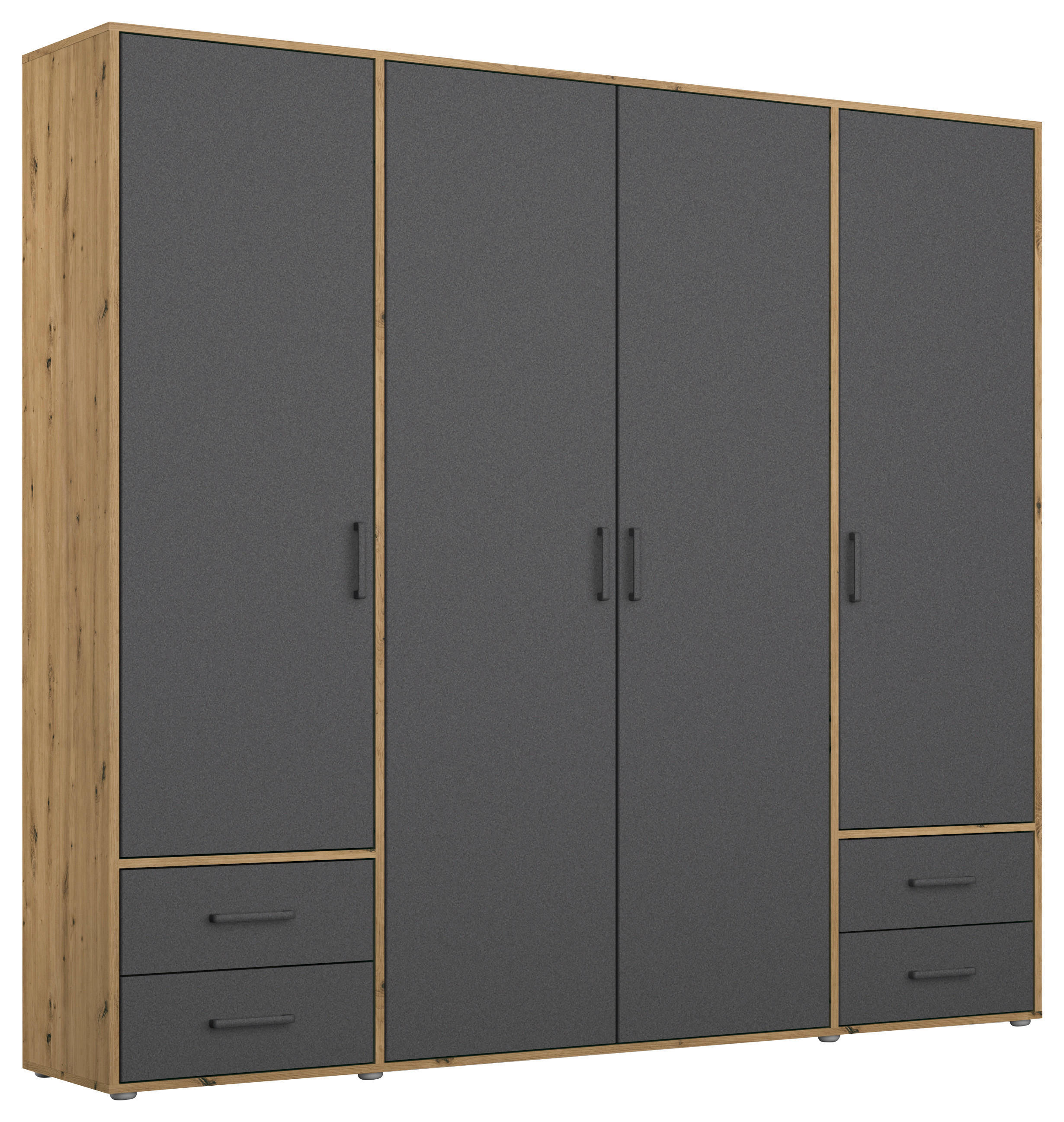Rauch Möbel Drehtürenschrank Grau, Eiche Artisan 187x194x53 cm