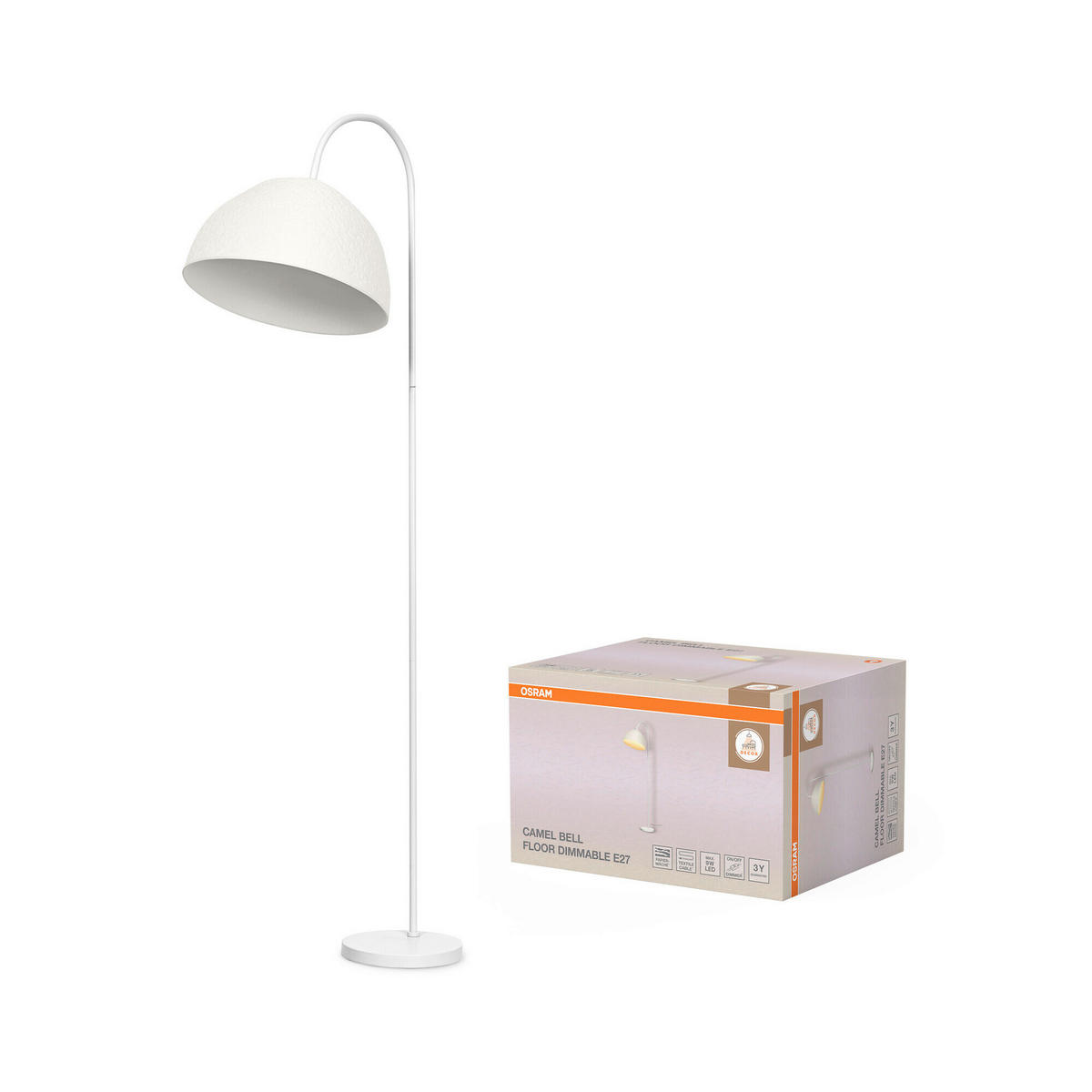 STEHLEUCHTE 37.5/60.3/153 cm   - Basics, Papier/Metall (37.5/60.3/153cm) - Osram