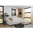 ECKSOFA Greige Flachgewebe  - Chromfarben/Greige, KONVENTIONELL, Textil/Metall (268/175cm) - Carryhome