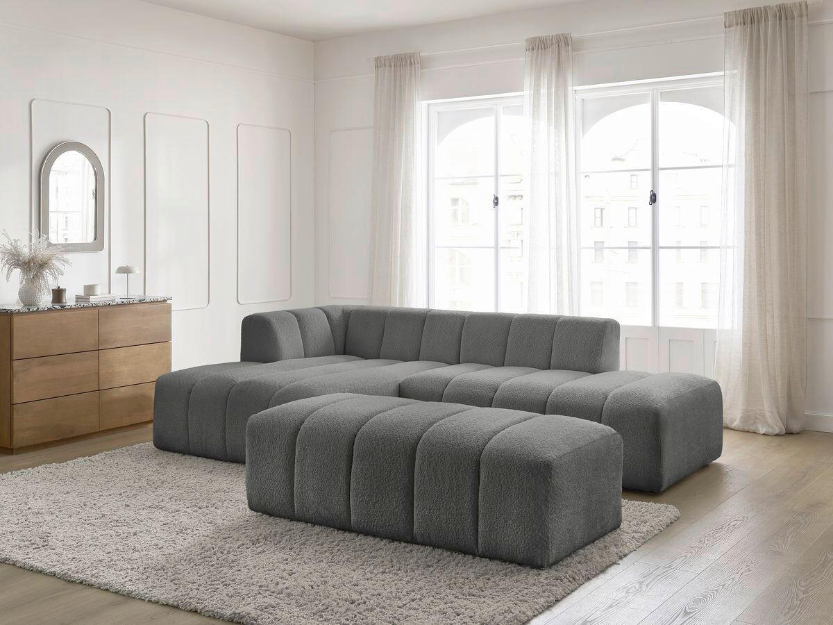 ECKSOFA  ANNECY Dunkelgrau Bouclé  - Dunkelgrau/Schwarz, MODERN, Kunststoff/Textil (170/262cm)