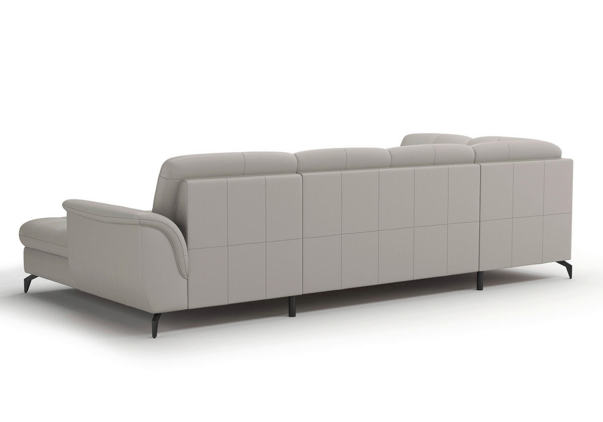 WOHNLANDSCHAFT Hellgrau Echtleder  - Hellgrau/Schwarz, MODERN, Leder/Metall (212/319/164cm) - Sit & More