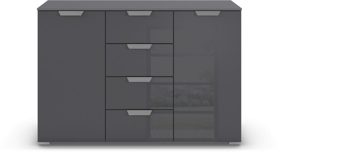 SIDEBOARD  in 120/81/42 cm  - Chromfarben/Dunkelgrau, Design, Glas/Holzwerkstoff (120/81/42cm) - Carryhome
