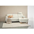 ECKSOFA Creme Flachgewebe  inkl. Bettkasten, Schlaffunktion, Rücken echt, Kopfstütze, Liegefläche im Originalstoff  - Buchefarben/Creme, KONVENTIONELL, Holz/Textil (241/166cm) - Carryhome