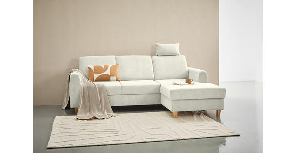 ECKSOFA Creme Flachgewebe  inkl. Bettkasten, Schlaffunktion, Rücken echt, Kopfstütze, Liegefläche im Originalstoff  - Buchefarben/Creme, KONVENTIONELL, Holz/Textil (241/166cm) - Carryhome