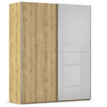 SCHWEBETÜRENSCHRANK 180/223/68 cm 2-türig Eichefarben, Chromfarben, Hellgrau  - Chromfarben/Eichefarben, Design, Glas/Holz (180/223/68cm) - Novel