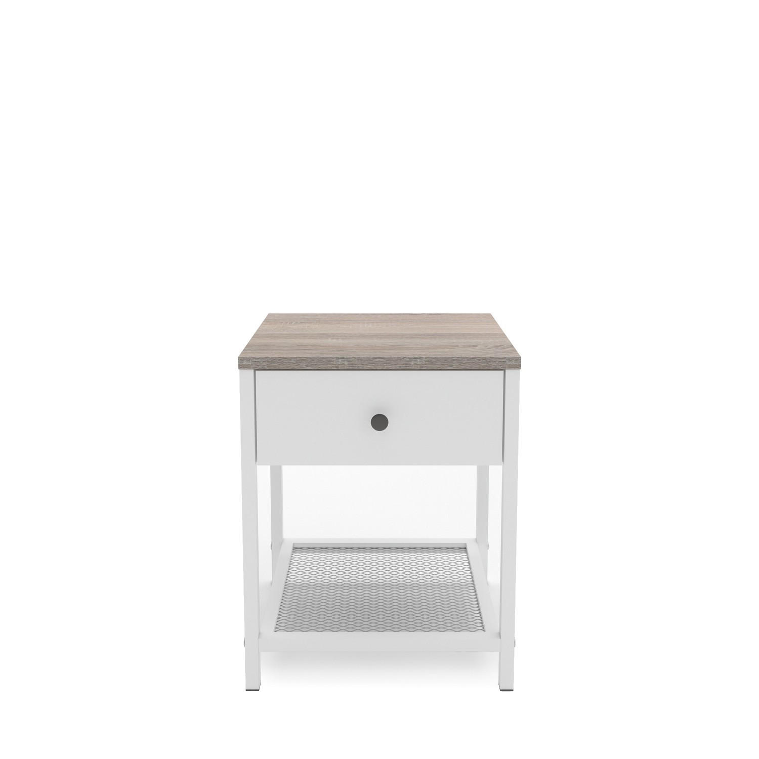 NOĆNI STOČIĆ bela, sonoma hrast  - sonoma hrast/bela, Osnovno, metal/pločasti materijal (40/51/38cm) - Carryhome
