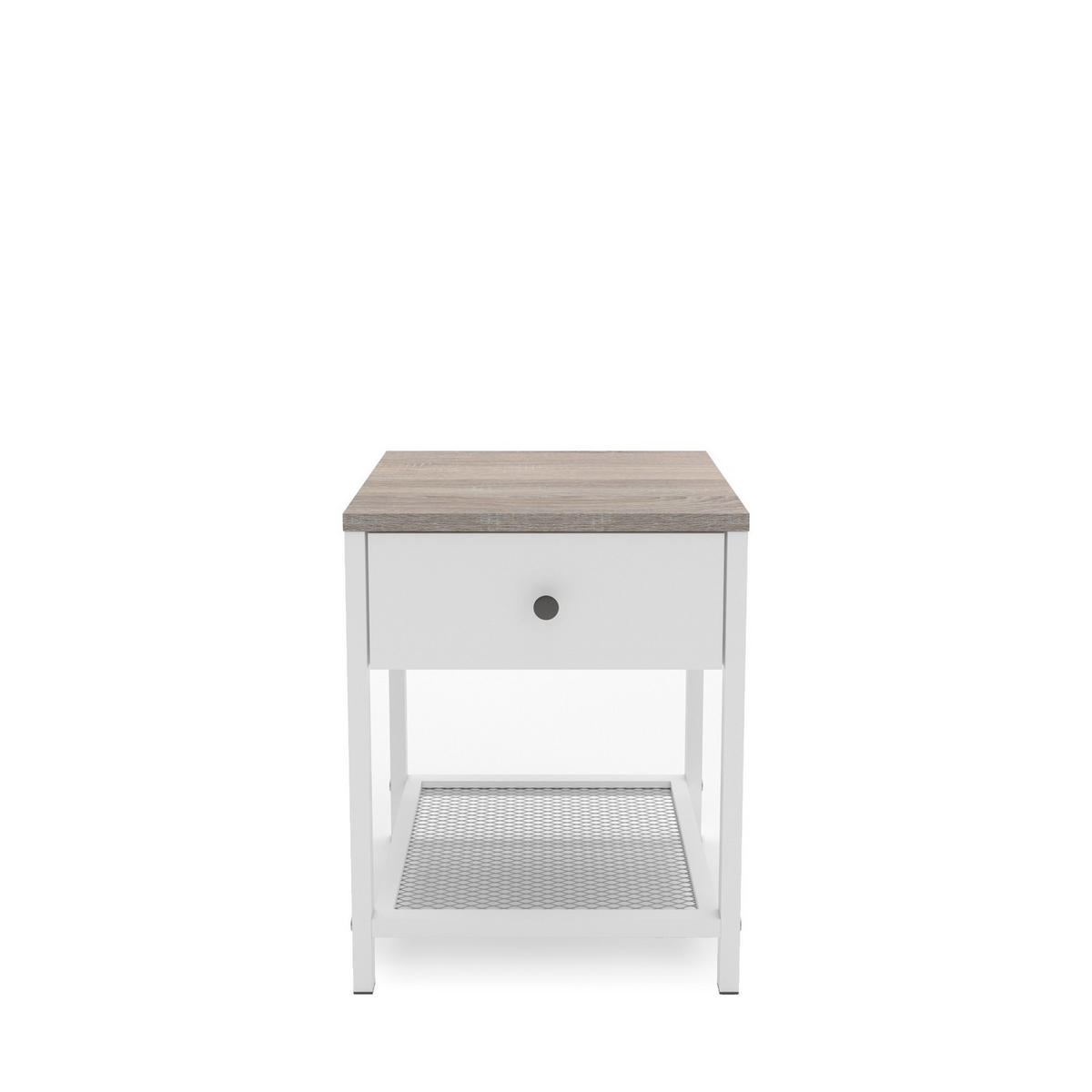 NOĆNI STOČIĆ bela, sonoma hrast  - sonoma hrast/bela, Osnovno, metal/pločasti materijal (40/51/38cm) - Carryhome