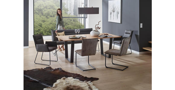 BARTISCH in Holz, Metall 140/70/92 cm - Eichefarben/Schwarz, Design, Holz/Metall (140/70/92cm) - Valnatura