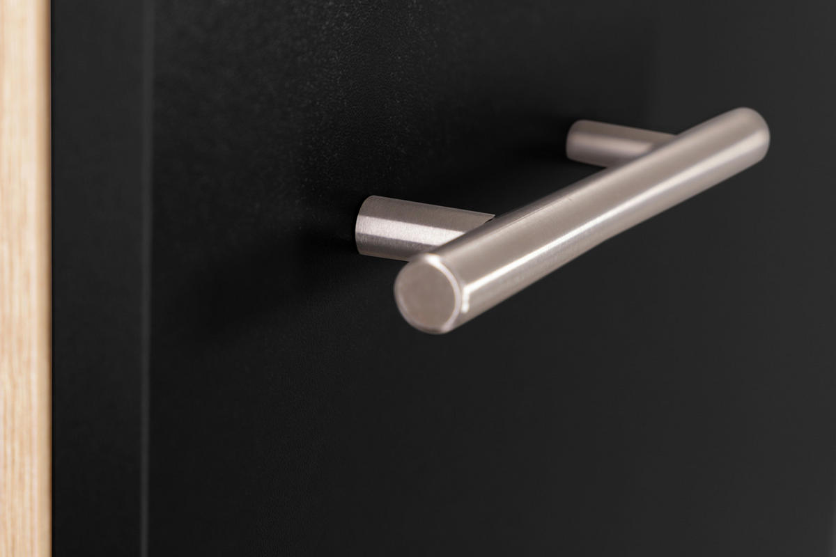 SPÜLENUNTERSCHRANK 50/84,8/60 cm  in Schwarz, Eichefarben  - Eichefarben/Silberfarben, Basics, Holzwerkstoff/Metall (50/84,8/60cm) - Respekta