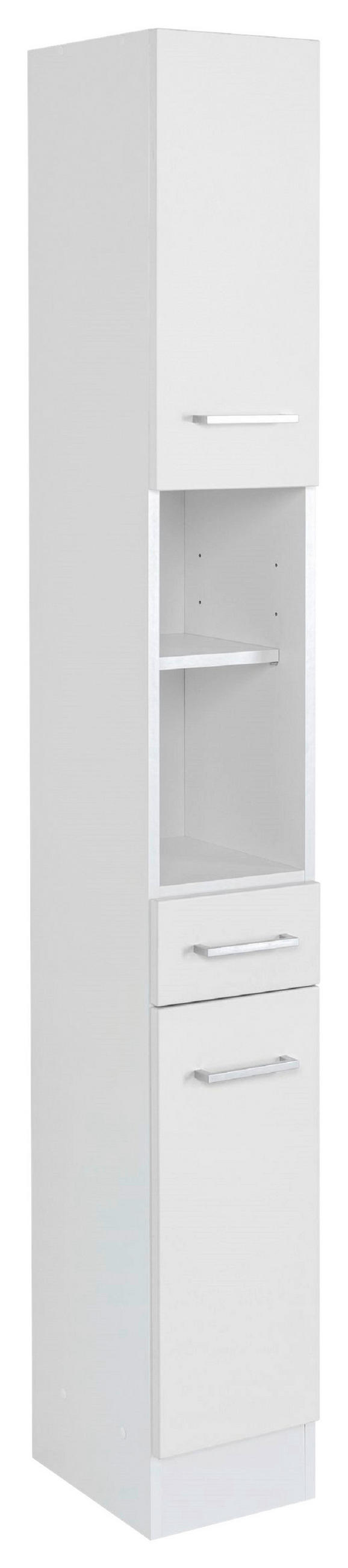HOCHSCHRANK 25/190/35 cm  - Silberfarben/Weiß, MODERN, Holzwerkstoff/Metall (25/190/35cm) - Held