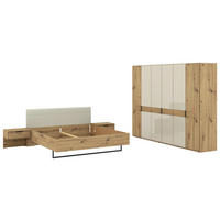 SCHLAFZIMMER Champagner, Eiche Bianco  - Eiche Bianco/Champagner, Design, Glas/Holz (180/200cm) - Musterring