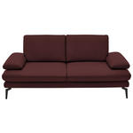 2,5-SITZER  in Echtleder Beere   - Beere/Schwarz, Design, Leder/Metall (196/86/104cm) - Dieter Knoll