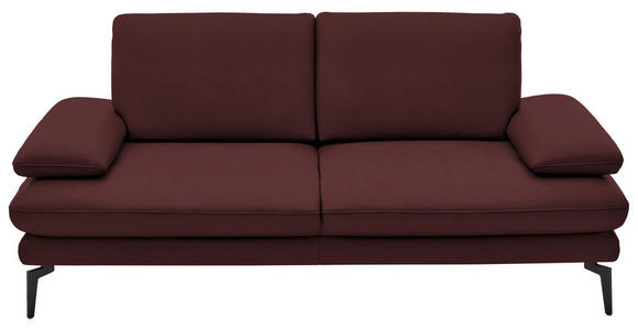 2,5-SITZER  in Echtleder Beere   - Beere/Schwarz, Design, Leder/Metall (196/86/104cm) - Dieter Knoll