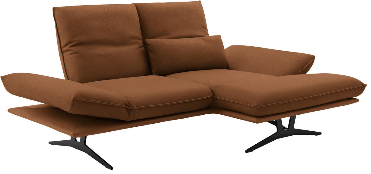 ECKSOFA in Echtleder Hellbraun  - Hellbraun/Schwarz, Design, Leder/Metall (210/130cm) - Dieter Knoll