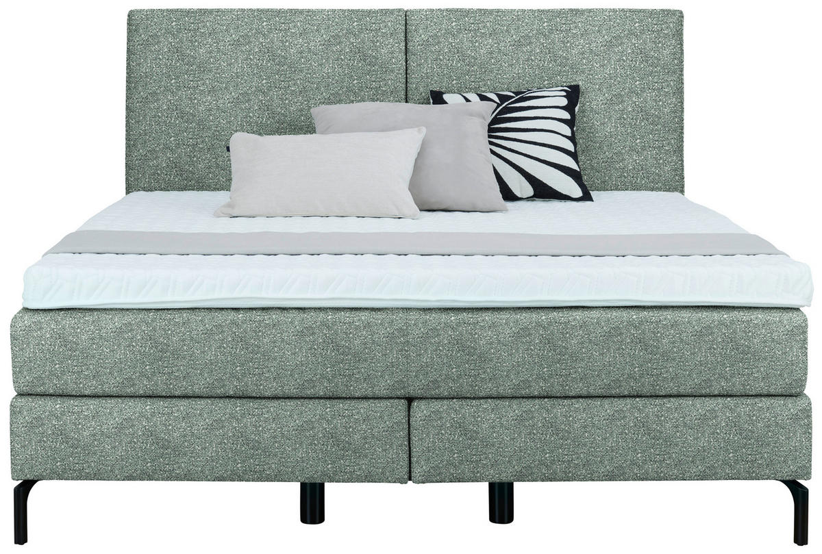 BOXSPRINGBETT 180/200 cm  in Olivgrün  - Schwarz/Olivgrün, Konventionell, Textil/Metall (180/200cm) - Dieter Knoll