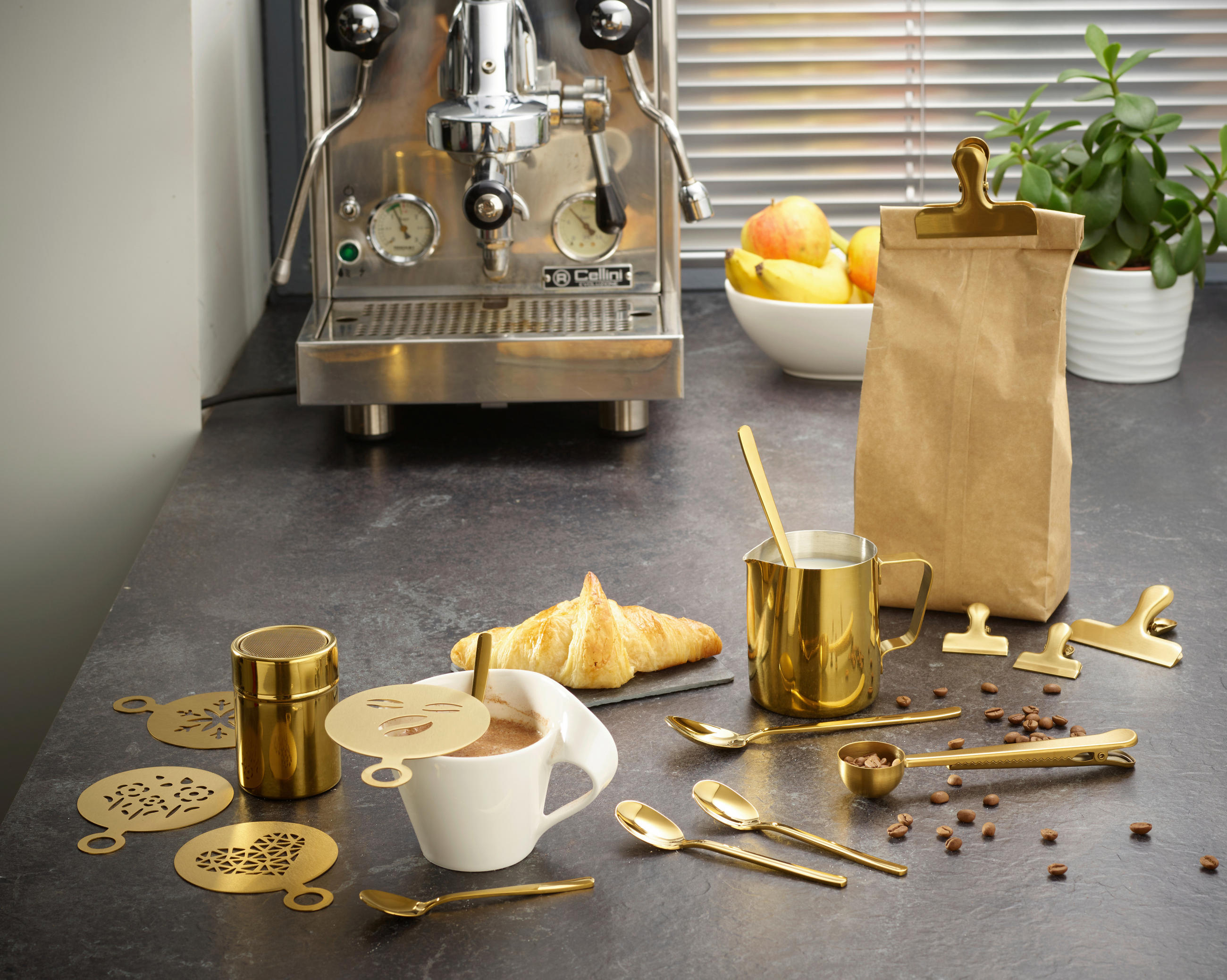 KAFFESET 23 delar  - guldfärgad, Basics, metall - Echtwerk