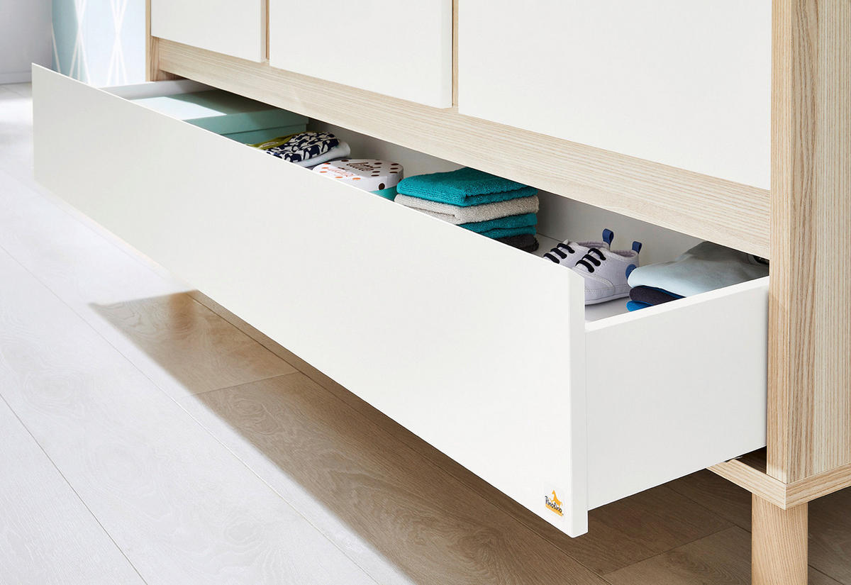 BABYZIMMER FLOW  - Eschefarben/Weiß, Design, Holzwerkstoff - Pinolino