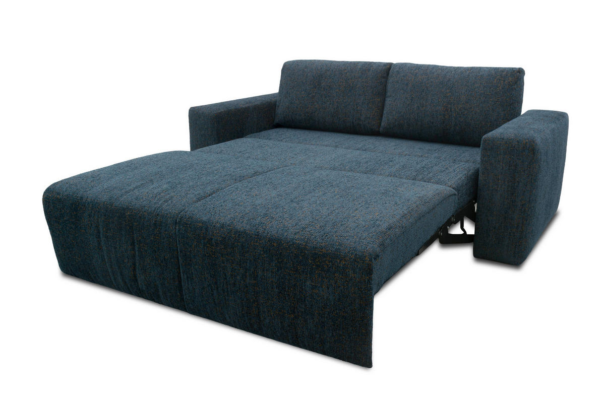 SCHLAFSOFA Chenille Blau  - Blau/Schwarz, Basics, Kunststoff/Textil (207/89/105cm) - Livetastic