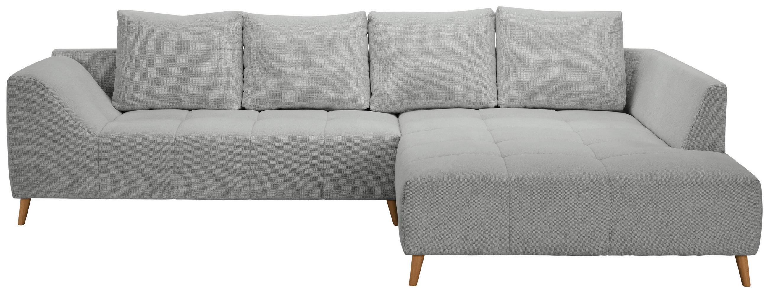 ECKSOFA Grau Flachgewebe  - Buchefarben/Grau, KONVENTIONELL, Holz/Textil (306/202cm) - Carryhome