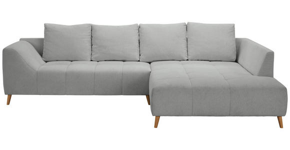 ECKSOFA Grau Flachgewebe  inkl. Rückenkissen, Rücken echt  - Buchefarben/Grau, KONVENTIONELL, Holz/Textil (306/202cm) - Carryhome