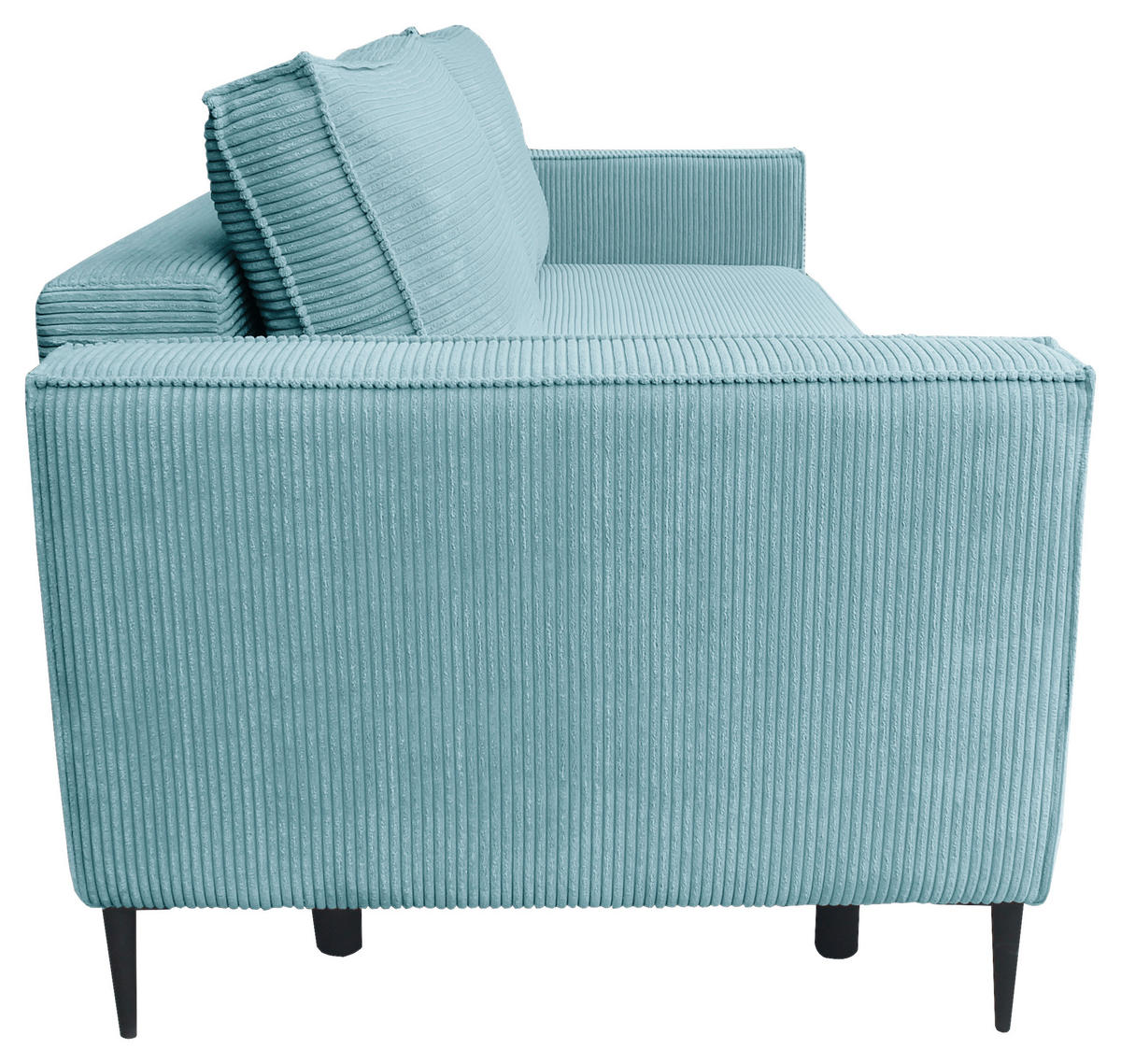 SCHLAFSOFA  mit Liegefunktion, Rücken echt, haustierfreundlicher Bezug Cord Türkis  - Türkis/Schwarz, KONVENTIONELL, Textil/Metall (222/93/98cm) - Carryhome