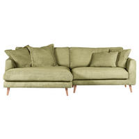 ECKSOFA Amaro in Cord Hellgrün  140/270 cm  - Naturfarben/Hellgrün, ROMANTIK / LANDHAUS, Holz/Textil (140/270cm) - Landscape