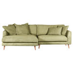 ECKSOFA in Cord Hellgrün  140/270 cm  - Naturfarben/Hellgrün, ROMANTIK / LANDHAUS, Holz/Textil (140/270cm) - Landscape