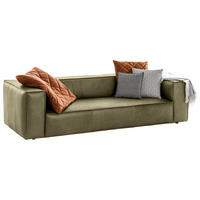 3-SITZER-SOFA around the block Echtleder Grün  - Schwarz/Grün, MODERN, Leder/Kunststoff (260/66/104cm) - Chilliano