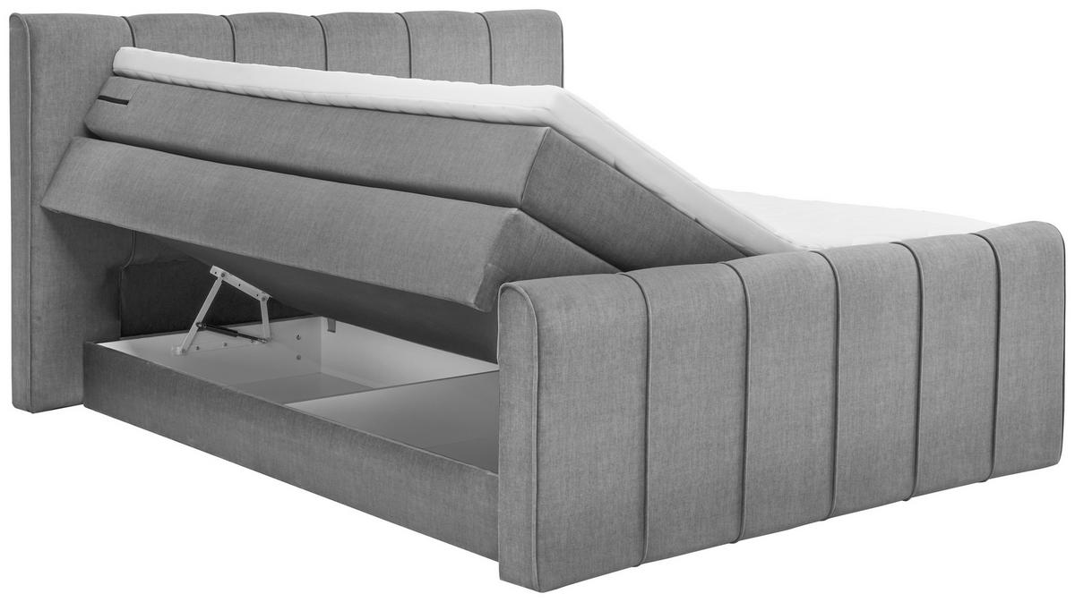 BOXSPRINGBETT 180/200 cm  in Grau  - Schwarz/Grau, KONVENTIONELL, Kunststoff/Textil (180/200cm) - SetOne by Musterring