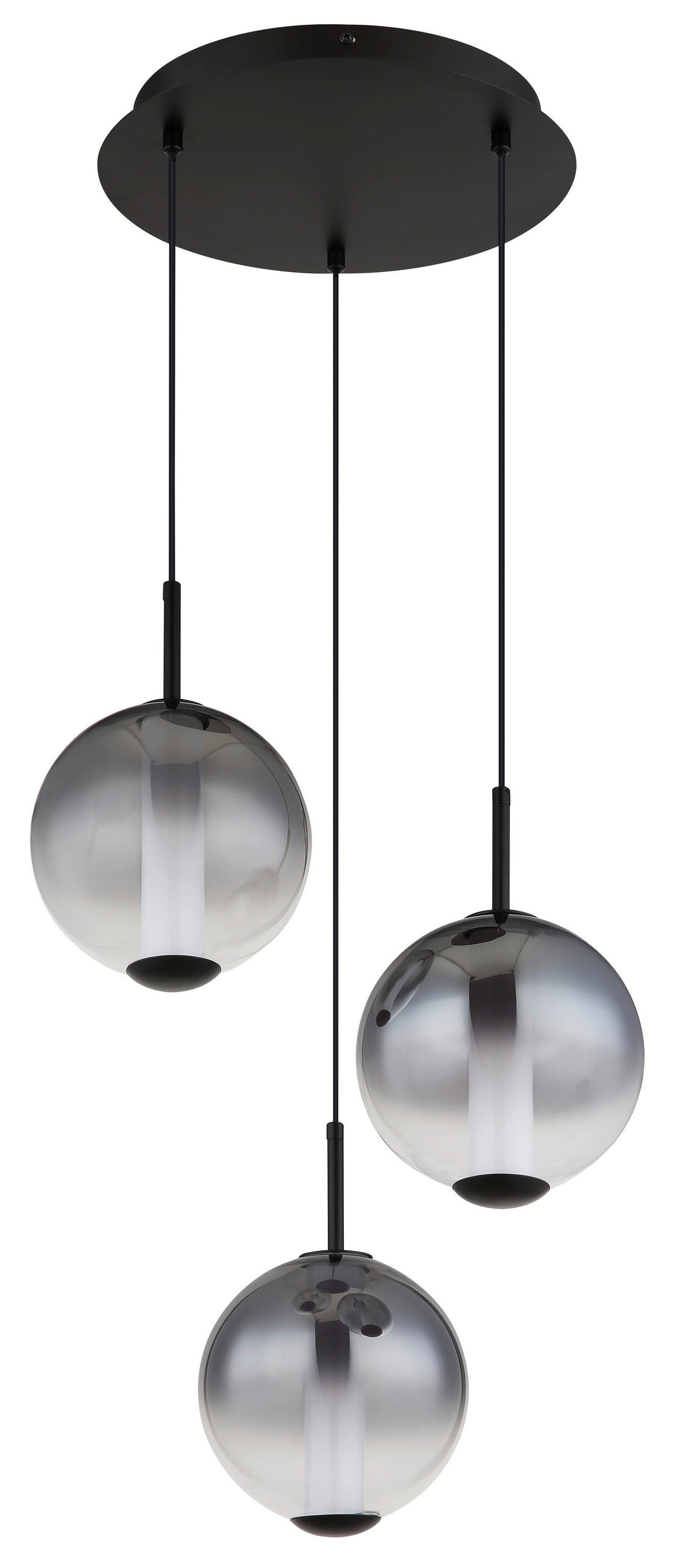 LED-HÄNGELEUCHTE 38/120 cm  - Schwarz/Weiß, KONVENTIONELL, Glas/Kunststoff (38/120cm) - Globo