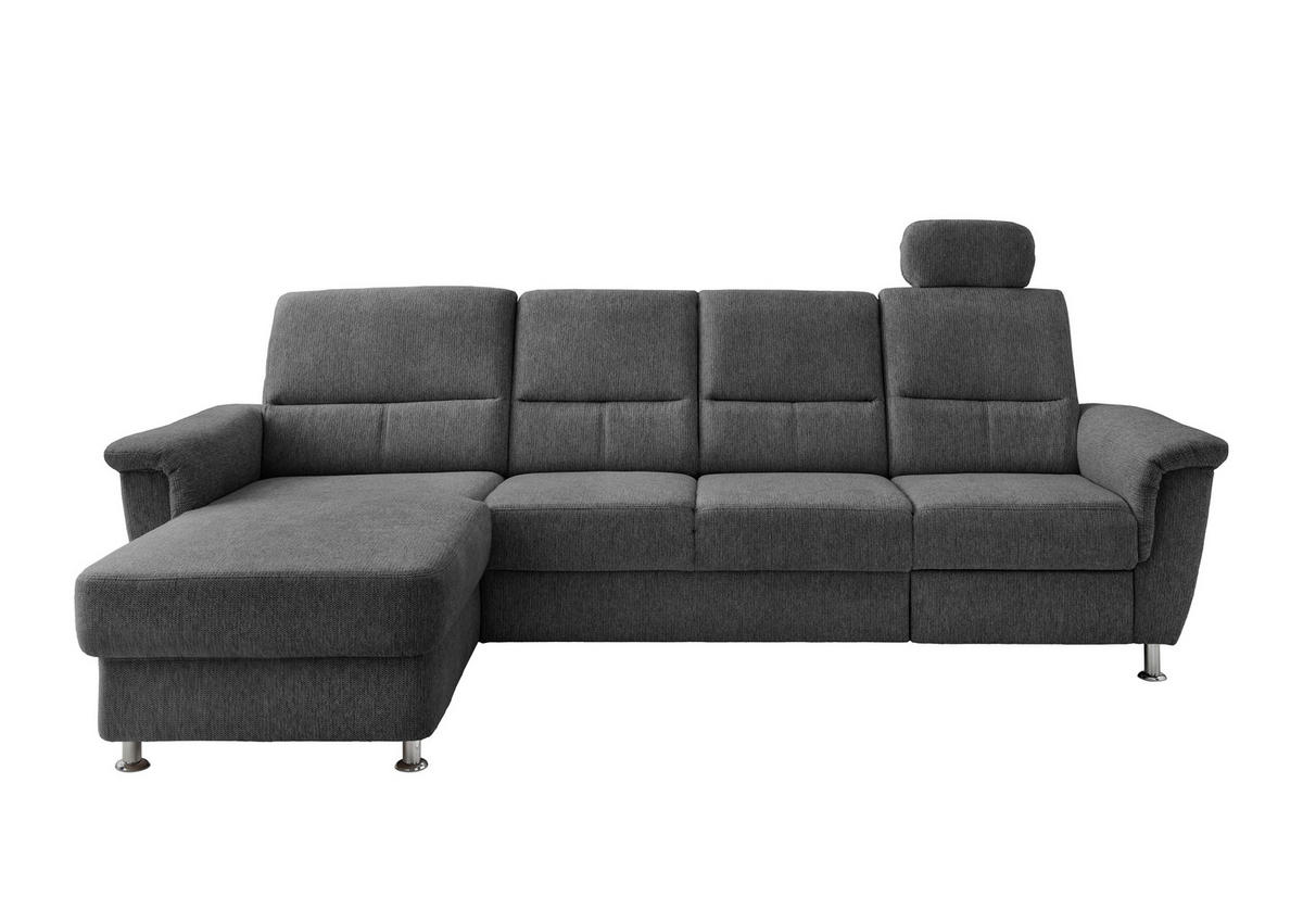 ECKSOFA in Chenille Anthrazit  - Chromfarben/Anthrazit, Konventionell, Textil/Metall (165/292cm) - Livetastic