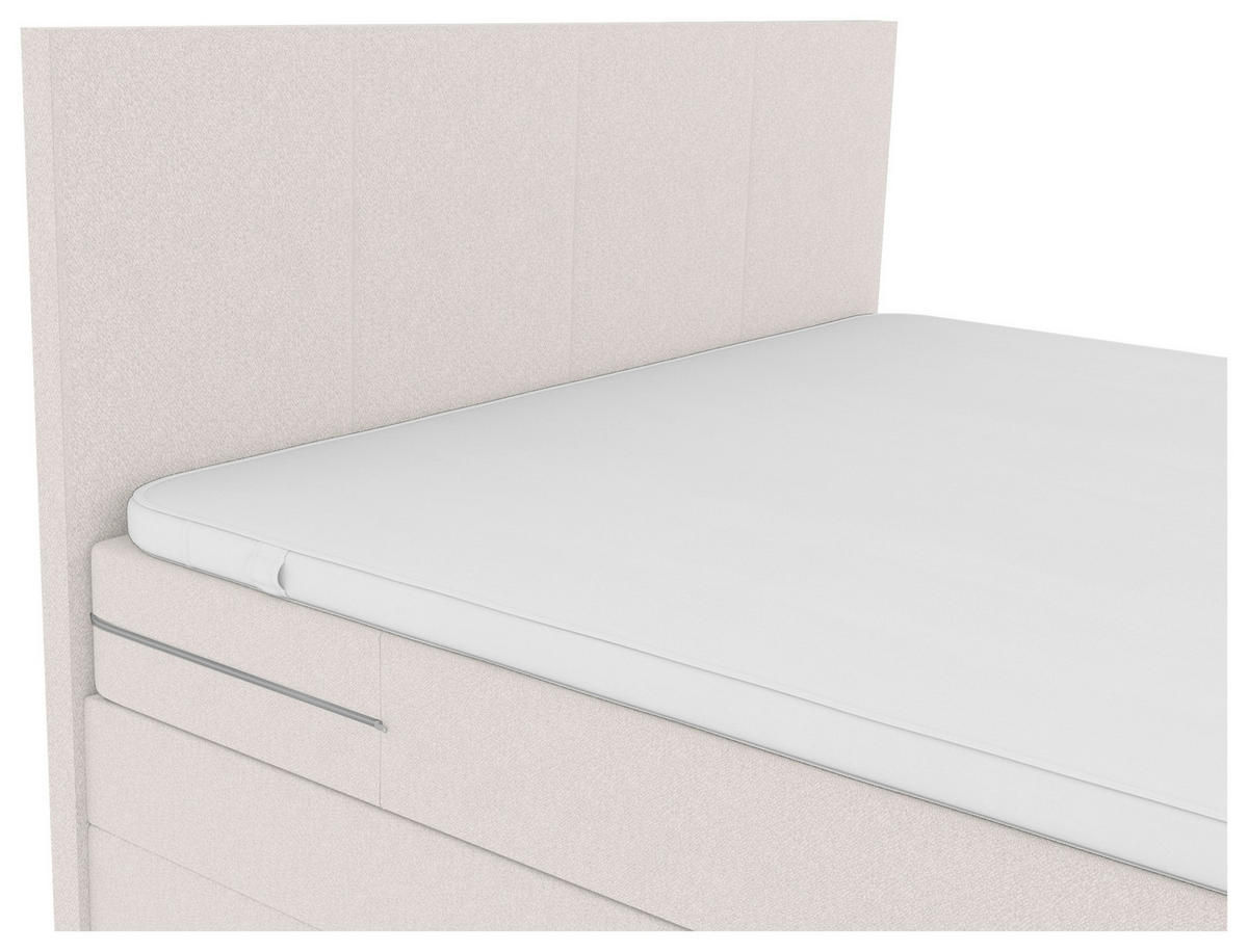 BOXSPRINGBETT 200/200 cm,  in Creme, Bettkasten, Topper, Matratzen, H3 = fest  - Chromfarben/Creme, KONVENTIONELL, Kunststoff/Textil (200/200cm) - Boxxx