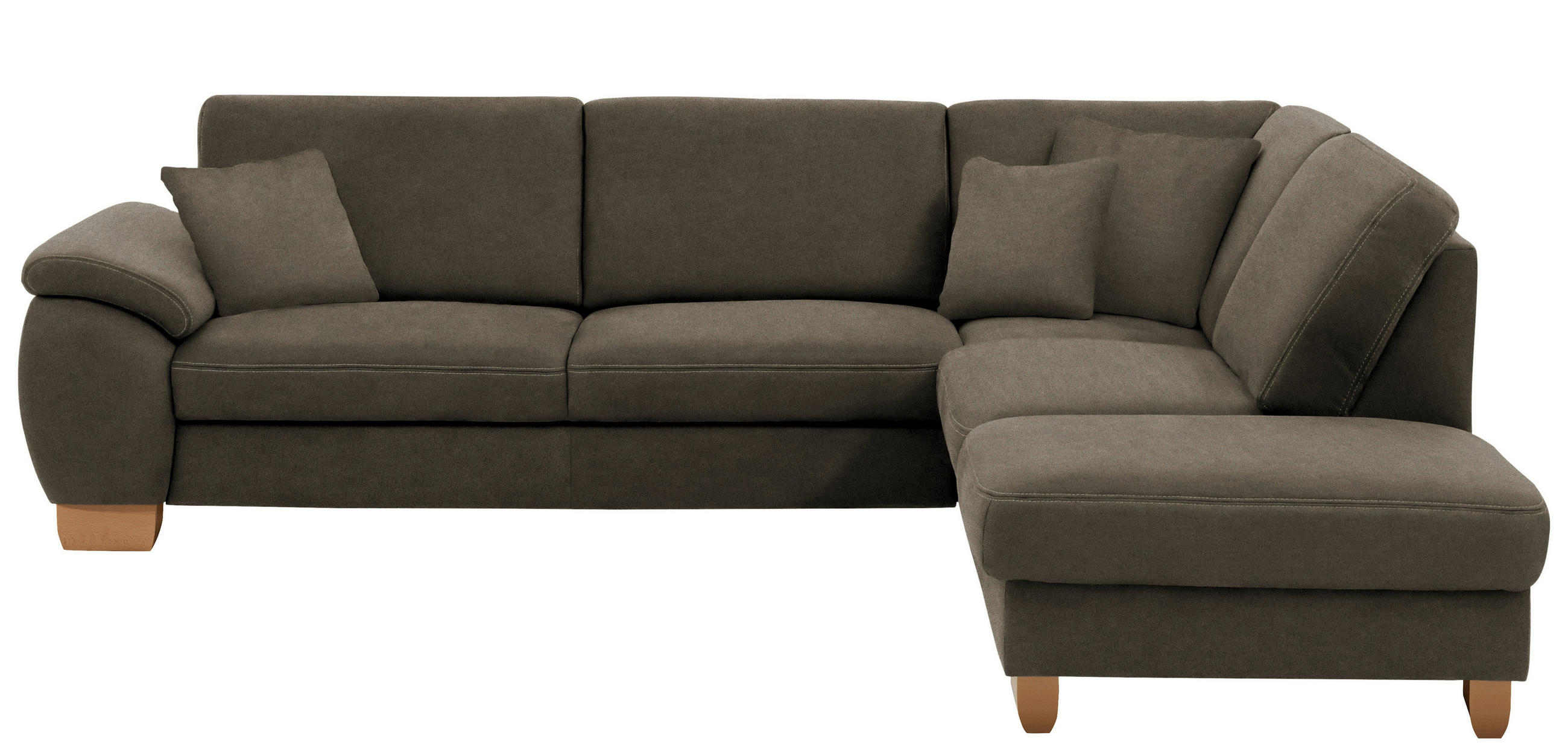ECKSOFA in Mikrofaser Fango  - Wildeiche/Fango, Natur, Holz/Textil (286/236cm) - Voleo