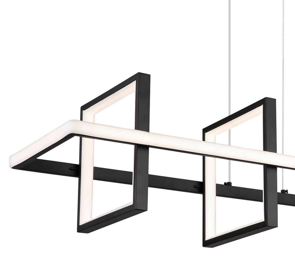 LED-HÄNGELEUCHTE  90/28 cm   - Opal/Schwarz, Design, Kunststoff/Metall (90/28cm) - Globo