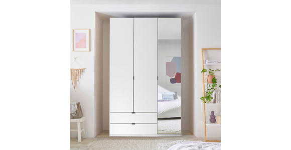 DREHTÜRENSCHRANK  in Weiß  - Schwarz/Weiß, MODERN, Glas/Holzwerkstoff (135,4/225,5/57cm) - Xora