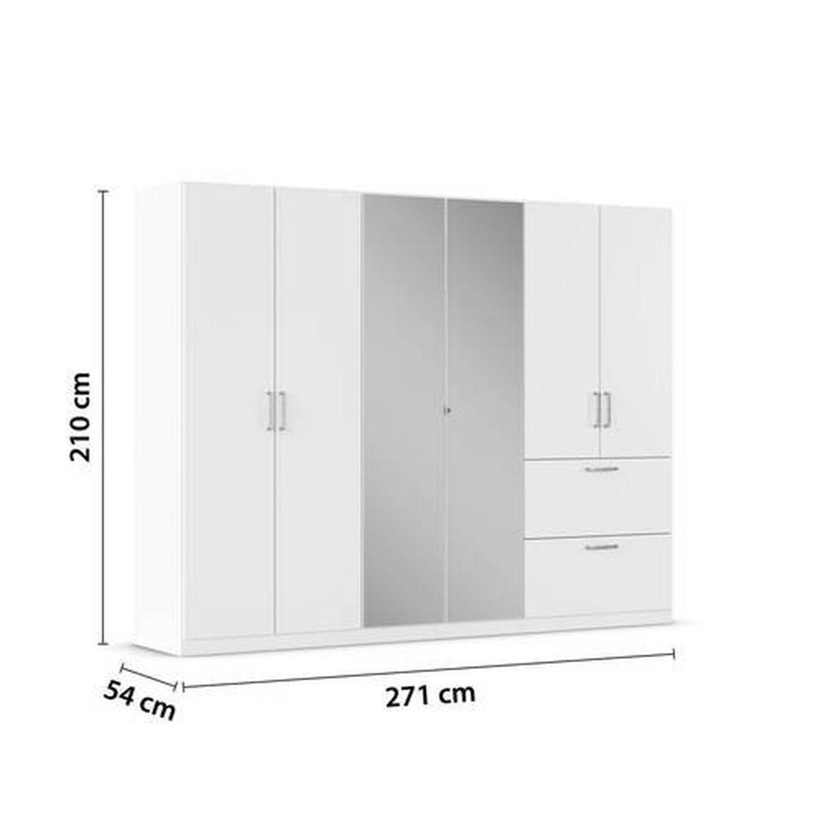 NYÍLÓAJTÓS SZEKRÉNY fehér  - króm/fehér, Modern, műanyag/faalapú anyag (271/210/54cm) - Rauch Möbel