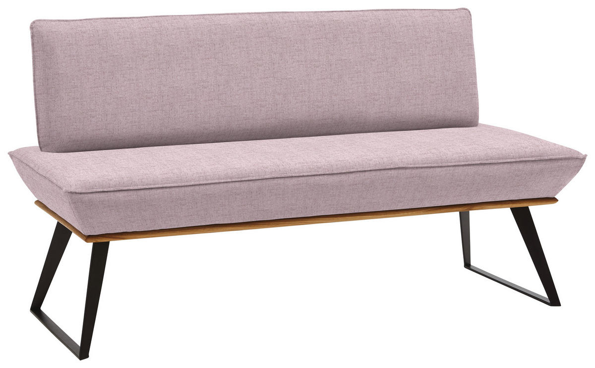 SITZBANK 160/87/64 cm Webstoff Rosa, Schwarz, Eichefarben Eiche massiv Metall  - Eichefarben/Schwarz, Design, Holz/Textil (160/87/64cm) - Voleo