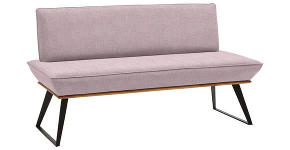 SITZBANK 160/87/64 cm Webstoff Rosa, Schwarz, Eichefarben Eiche massiv Metall - Eichefarben/Schwarz, Design, Holz/Textil (160/87/64cm) - Voleo