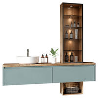 WASCHTISCHKOMBI 185,2 cm  - Eichefarben/Schwarz, MODERN, Glas/Keramik (185,2cm) - Celina Home