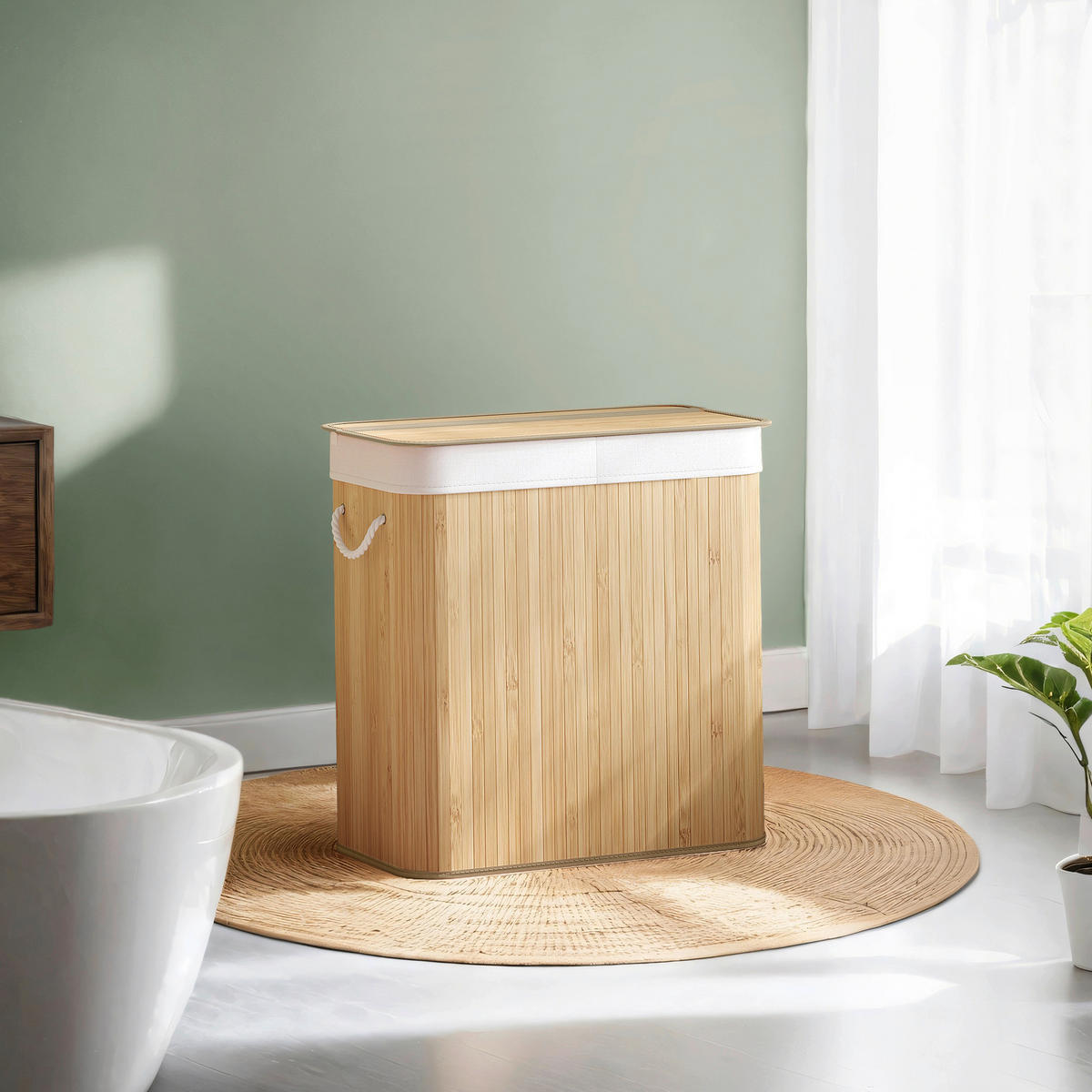 WÄSCHEKORB - Naturfarben, Trend, Naturmaterialien/Holzwerkstoff (52/61/32cm) - Boxxx