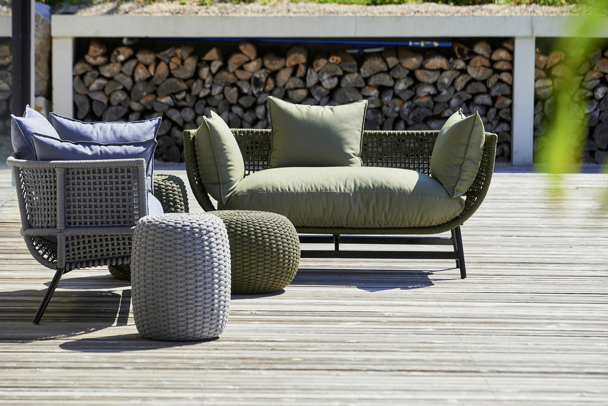 LOUNGESOFA 160/75/64 cm Aluminium  - Schwarz/Olivgrün, MODERN, Kunststoff/Textil (160/75/64cm) - Jan Kurtz